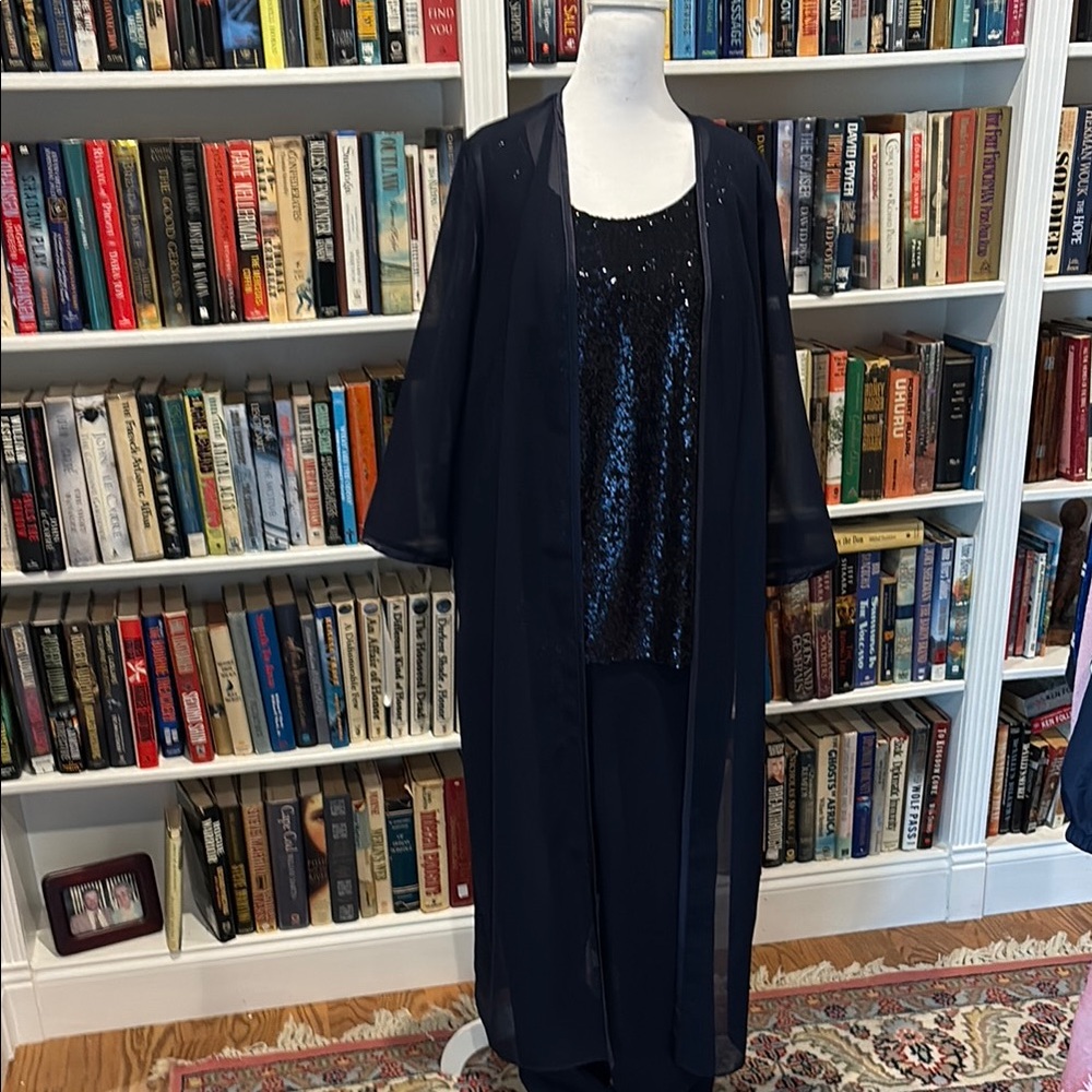 Chic Navy Sequin Women's Robe Set